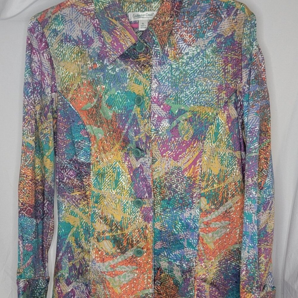 Coldwater Creek Womens PL Petite Large Blazer Jacket Colorful Business NWT